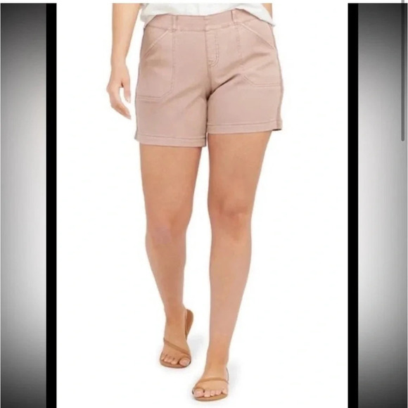 Spanx 6" tummy control stretch casual twill mauve pull on shorts NWT - Picture 1 of 9